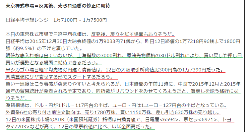 ファーストリッチ投資顧問の無料コンテンツ「プロ相場観コラム」の内容