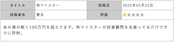 含み損が100万を超えている口コミ