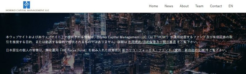 ホリコキャピタルのHP