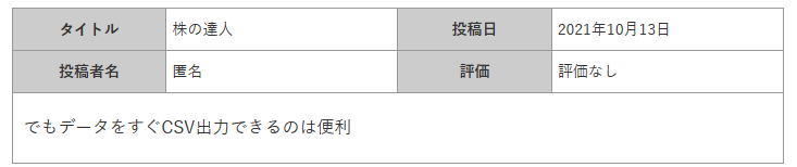CSV出力できるのは便利という口コミ